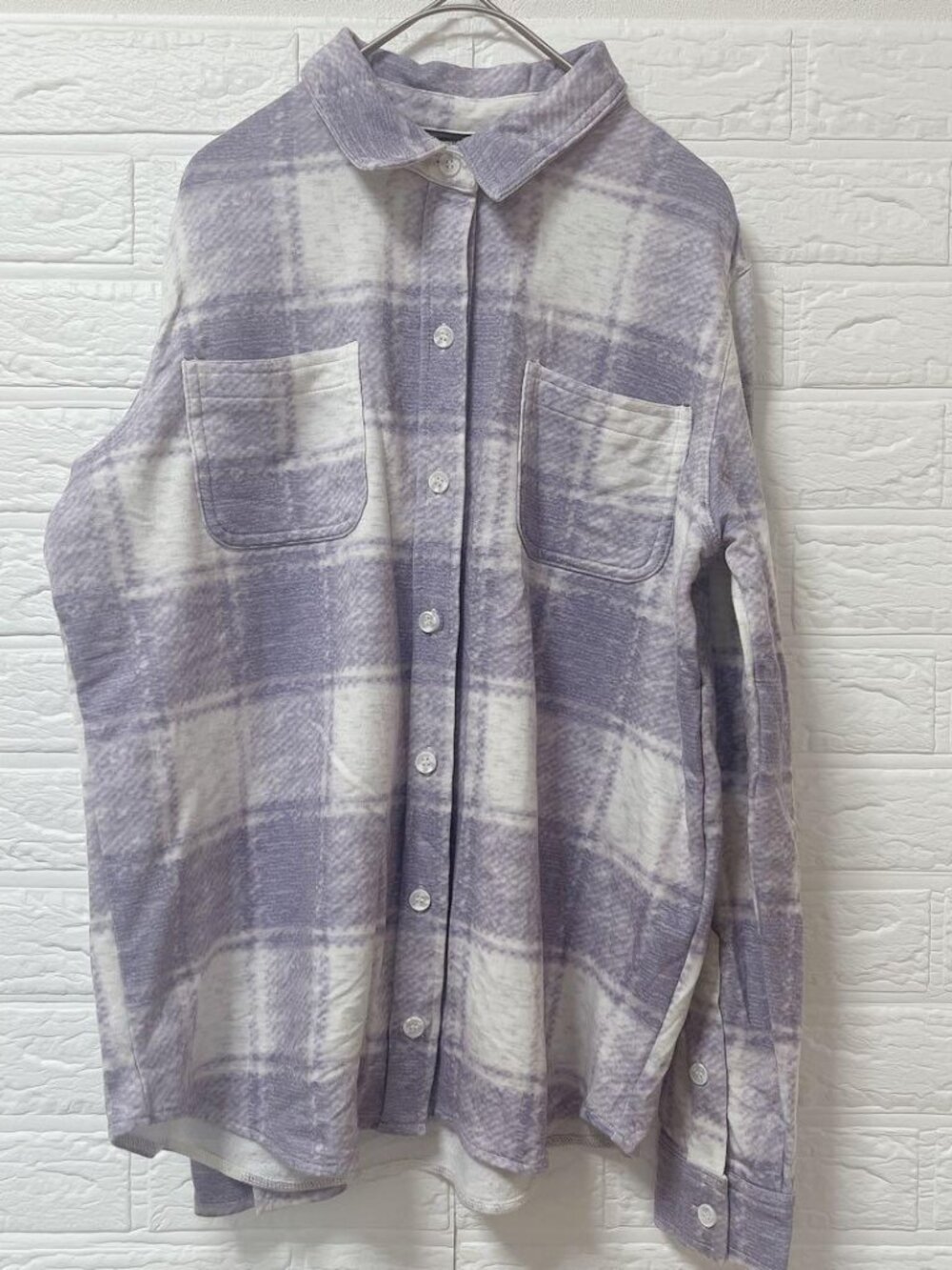Degrees Check Long-Sleeve Shirt Regular Collar Purple